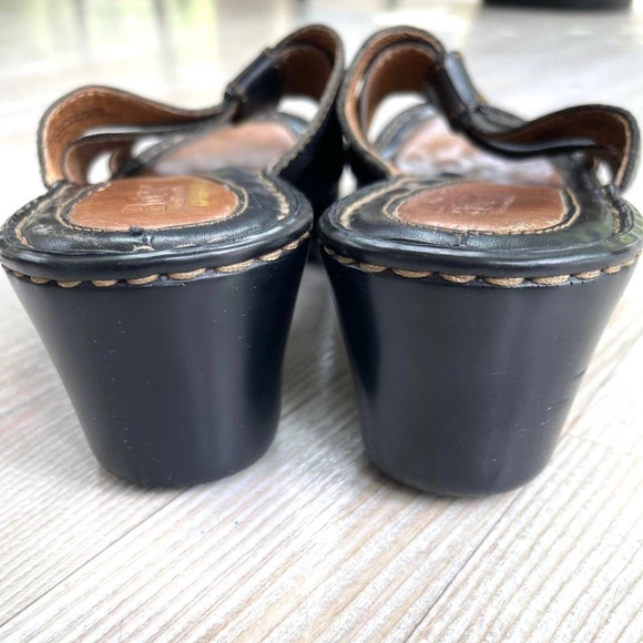Born Leather Slide Wedge Sandals, Black. - Picture 7 of 8